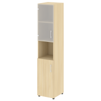 Шкаф высокий узкий левый (1 низкий фасад ЛДСП + 1 низкий фасад стекло) Yalta LT.SU-1.4 L/R акация лорка